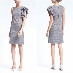 Banana Republic Plaid One Shoulder Ruffle Dress